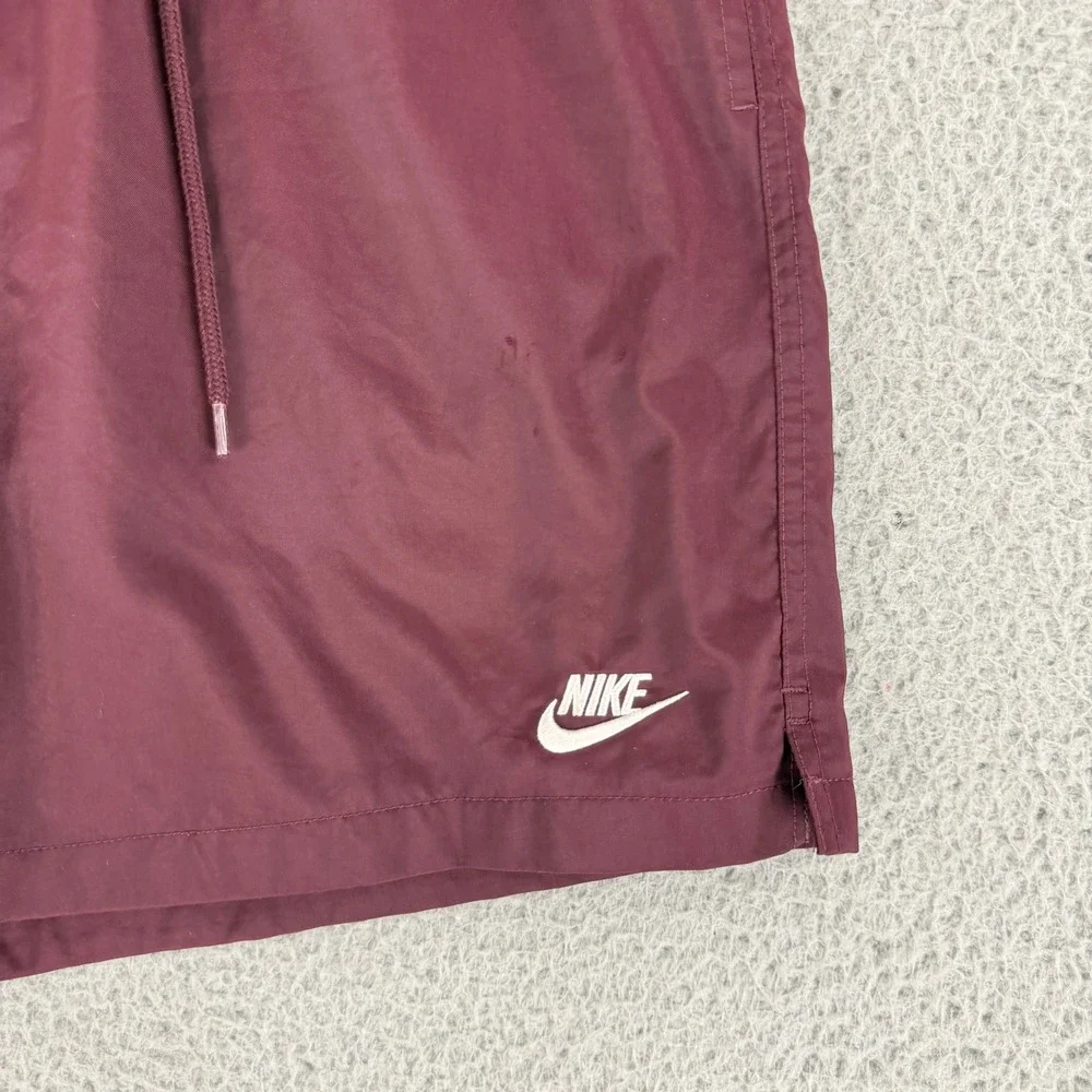 Nike Woven Flow Shorts Mens Small Burgundy Maroon FN3307-652 Swim Athletic Mesh